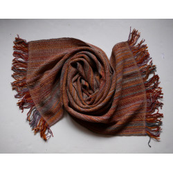écharpe tissée main artisanale laine mérinos et soie fil filé au fuseau