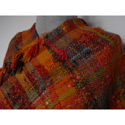 poncho laine tissage artisanal fil filé rouet