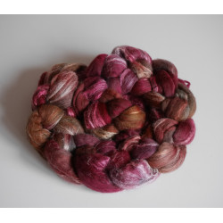 mèche fibres à filer ou feutrer laine  mérinos soie teinte à la main