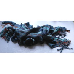écharpe étole tissée main artisanale laine soie fil filé au rouet